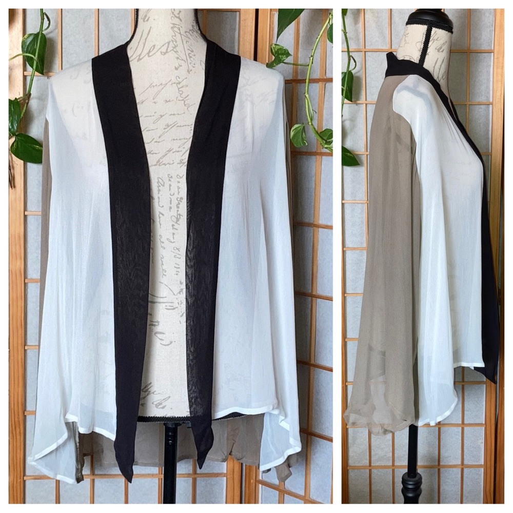 NWT Sheer Colorblock Lightweight Open Front Rayon Diva Jacket Top Kavita OS